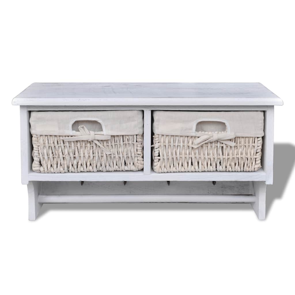 240792 vidaXL Wall Shelf White 60x23,5x33 cm Paulownia Wood