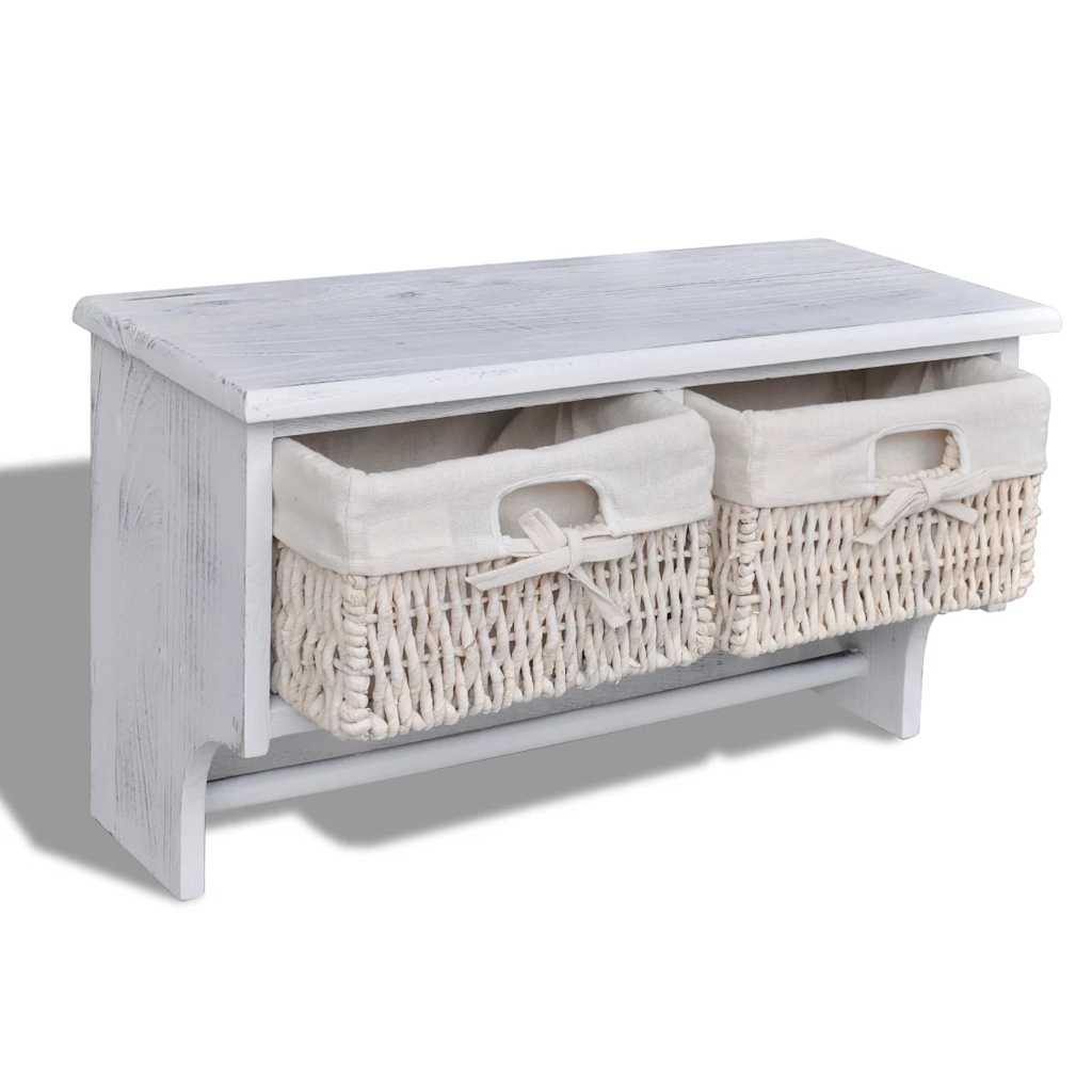 240792 vidaXL Wall Shelf White 60x23,5x33 cm Paulownia Wood