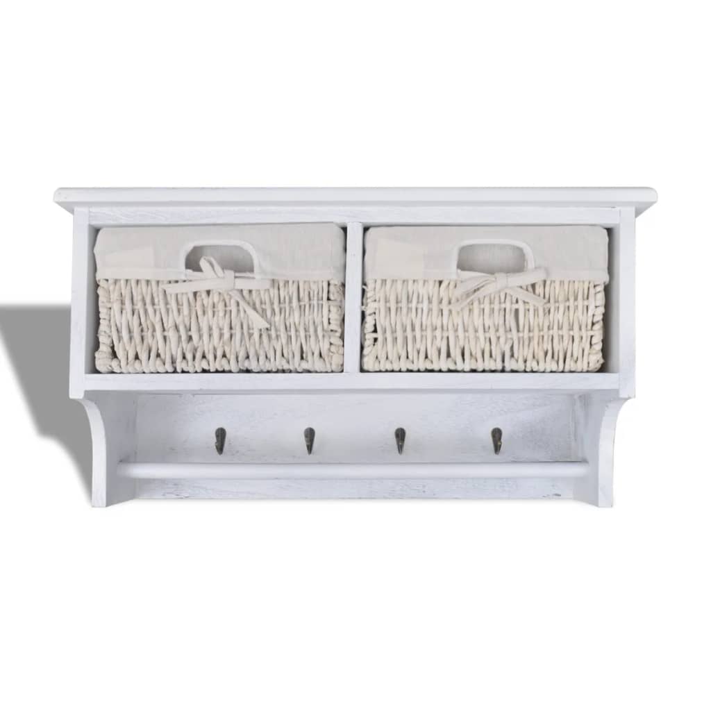 vidaXL Wall Shelf White 60x23.5x33 cm Paulownia Wood