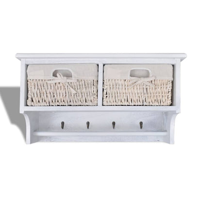 240792 vidaXL Wall Shelf White 60x23,5x33 cm Paulownia Wood