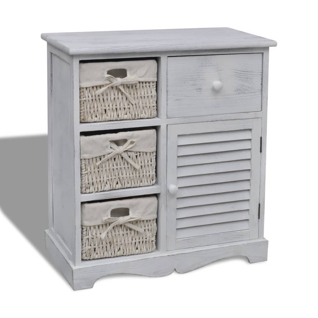 vidaXL Cabinet | White | Paulownia wood, Cotton, Polyester | Medium | Storage