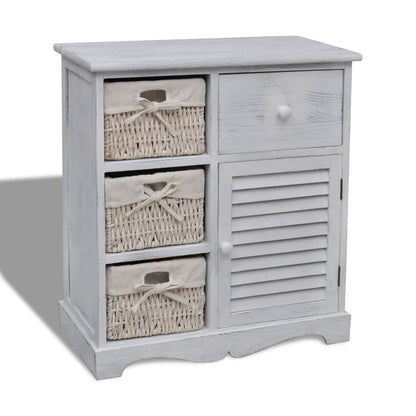 vidaXL Cabinet | White | Paulownia wood, Cotton, Polyester | Medium | Storage