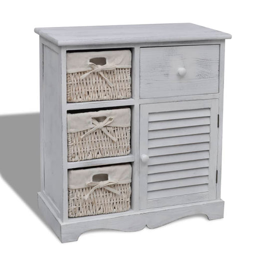 vidaXL Cabinet | White | Paulownia wood, Cotton, Polyester | Medium | Storage