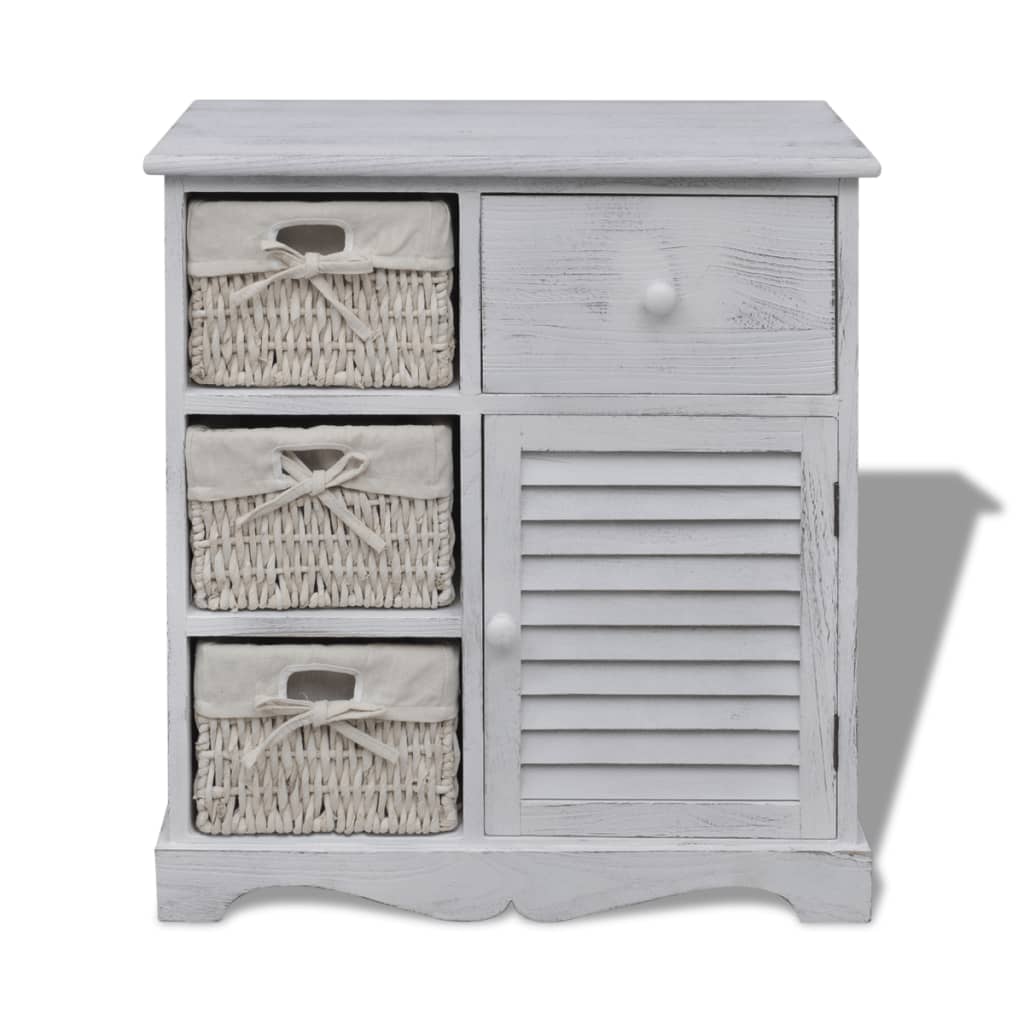 vidaXL Cabinet | White | Paulownia wood, Cotton, Polyester | Medium | Storage