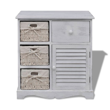 vidaXL Cabinet | White | Paulownia wood, Cotton, Polyester | Medium | Storage