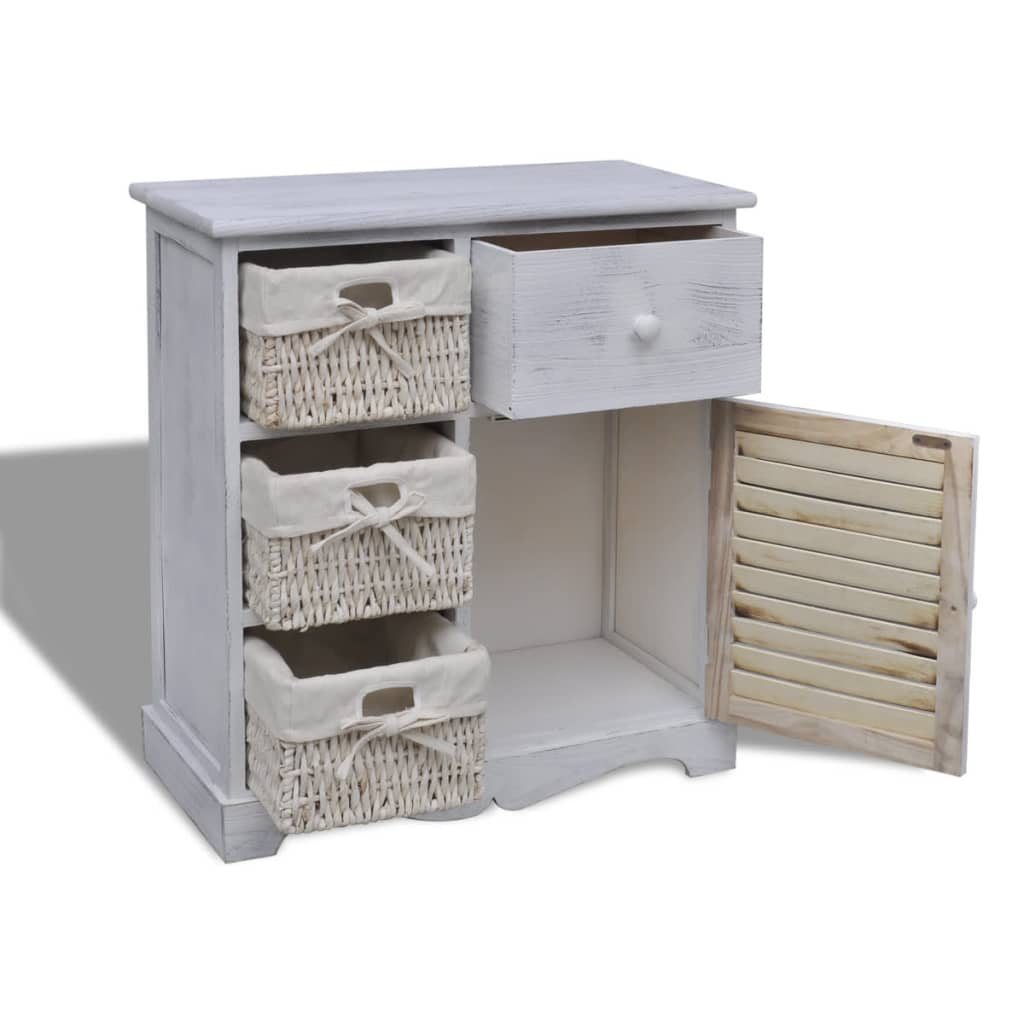 vidaXL Cabinet | White | Paulownia wood, Cotton, Polyester | Medium | Storage