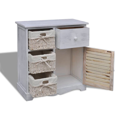 vidaXL Cabinet | White | Paulownia wood, Cotton, Polyester | Medium | Storage