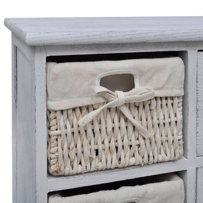 vidaXL Cabinet | White | Paulownia wood, Cotton, Polyester | Medium | Storage