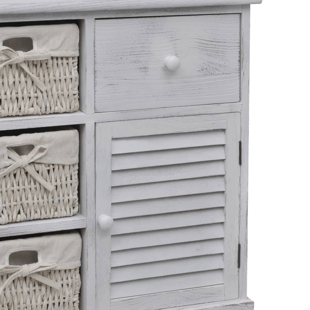 vidaXL Cabinet | White | Paulownia wood, Cotton, Polyester | Medium | Storage