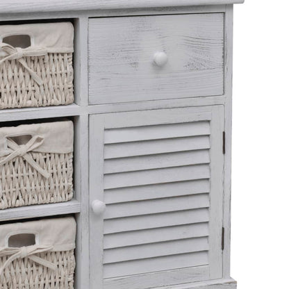 vidaXL Cabinet | White | Paulownia wood, Cotton, Polyester | Medium | Storage