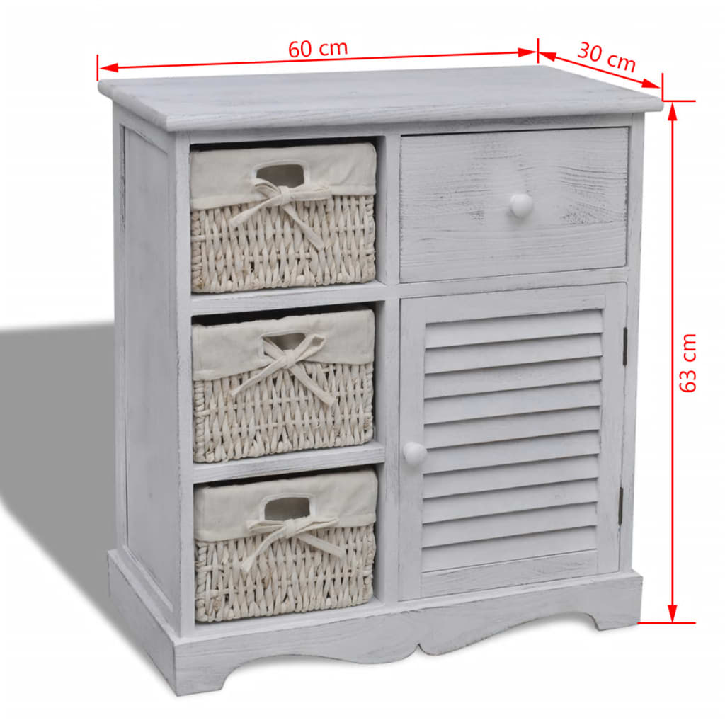 vidaXL Cabinet | White | Paulownia wood, Cotton, Polyester | Medium | Storage