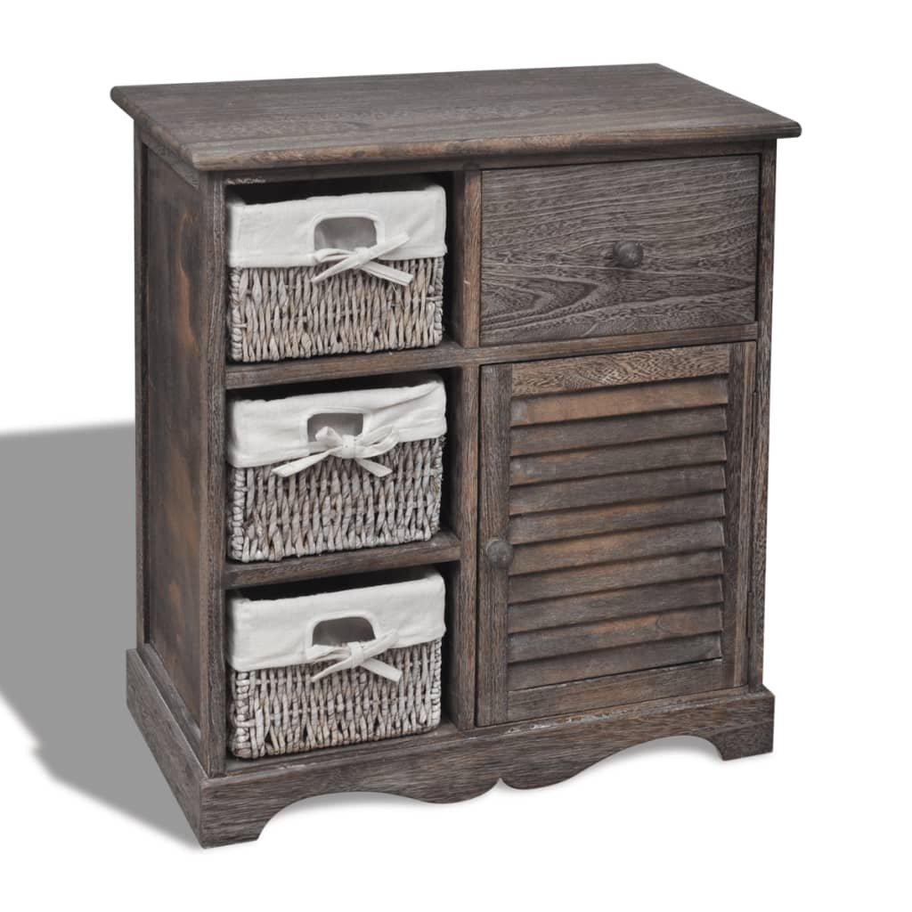 vidaXL Cabinet | Brown | Paulownia wood, Cotton, Polyester | Small