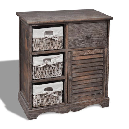 vidaXL Cabinet | Brown | Paulownia wood, Cotton, Polyester | Small