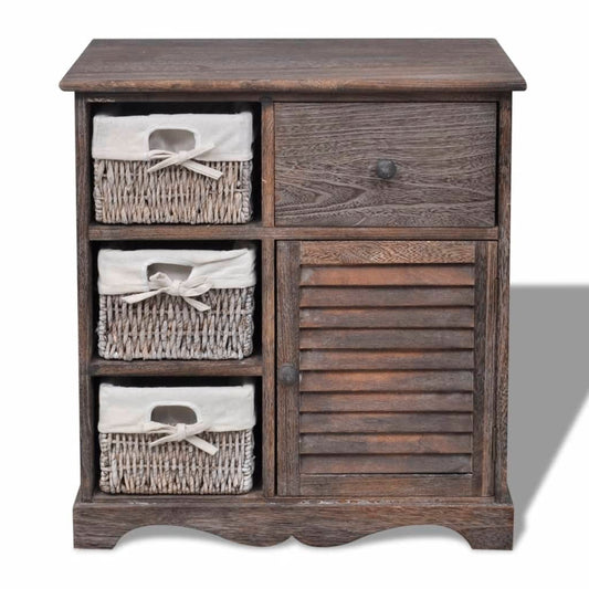 vidaXL Cabinet | Brown | Paulownia wood, Cotton, Polyester | Small