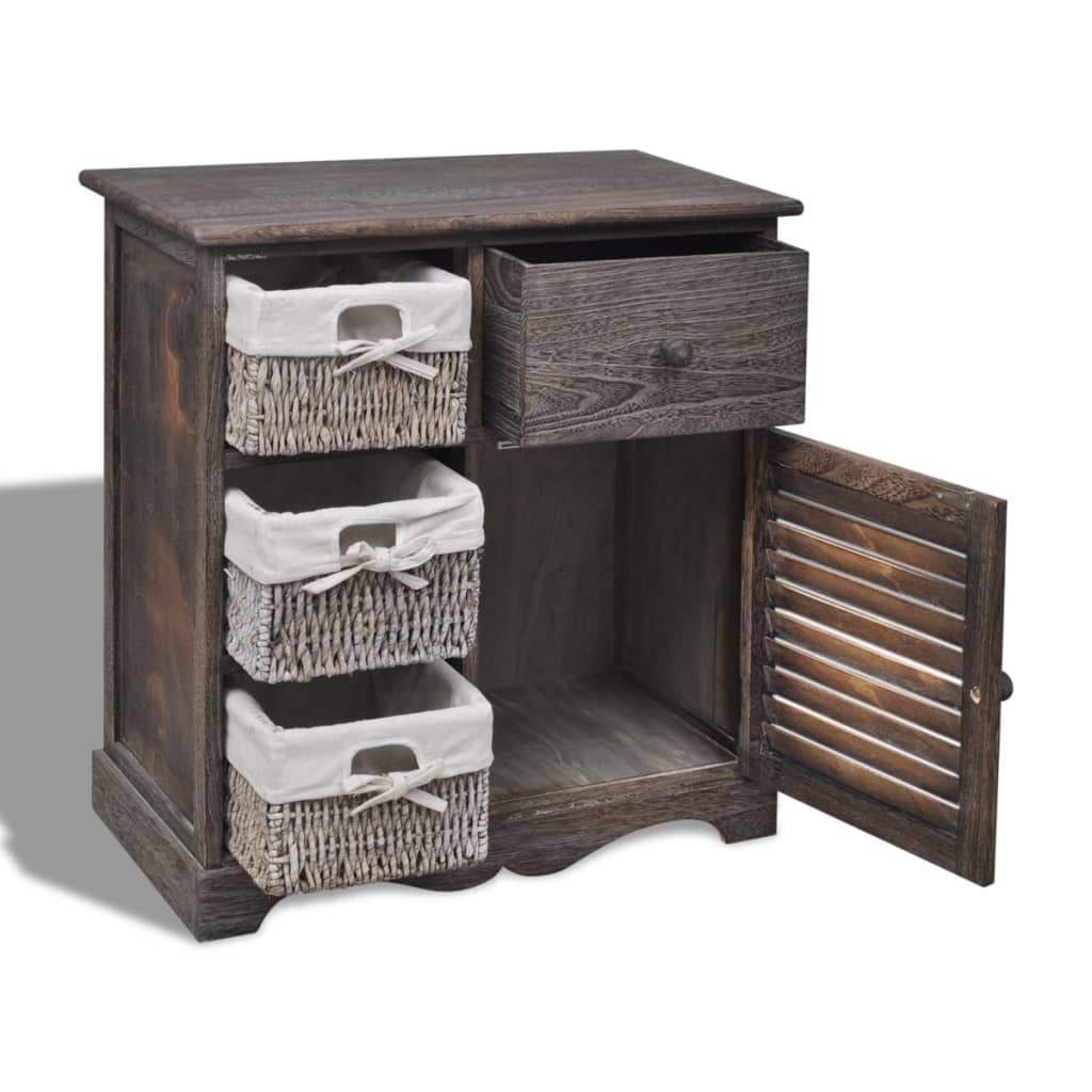 vidaXL Cabinet | Brown | Paulownia wood, Cotton, Polyester | Small