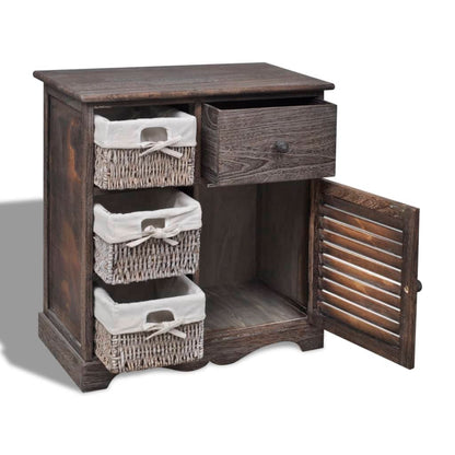 vidaXL Cabinet | Brown | Paulownia wood, Cotton, Polyester | Small