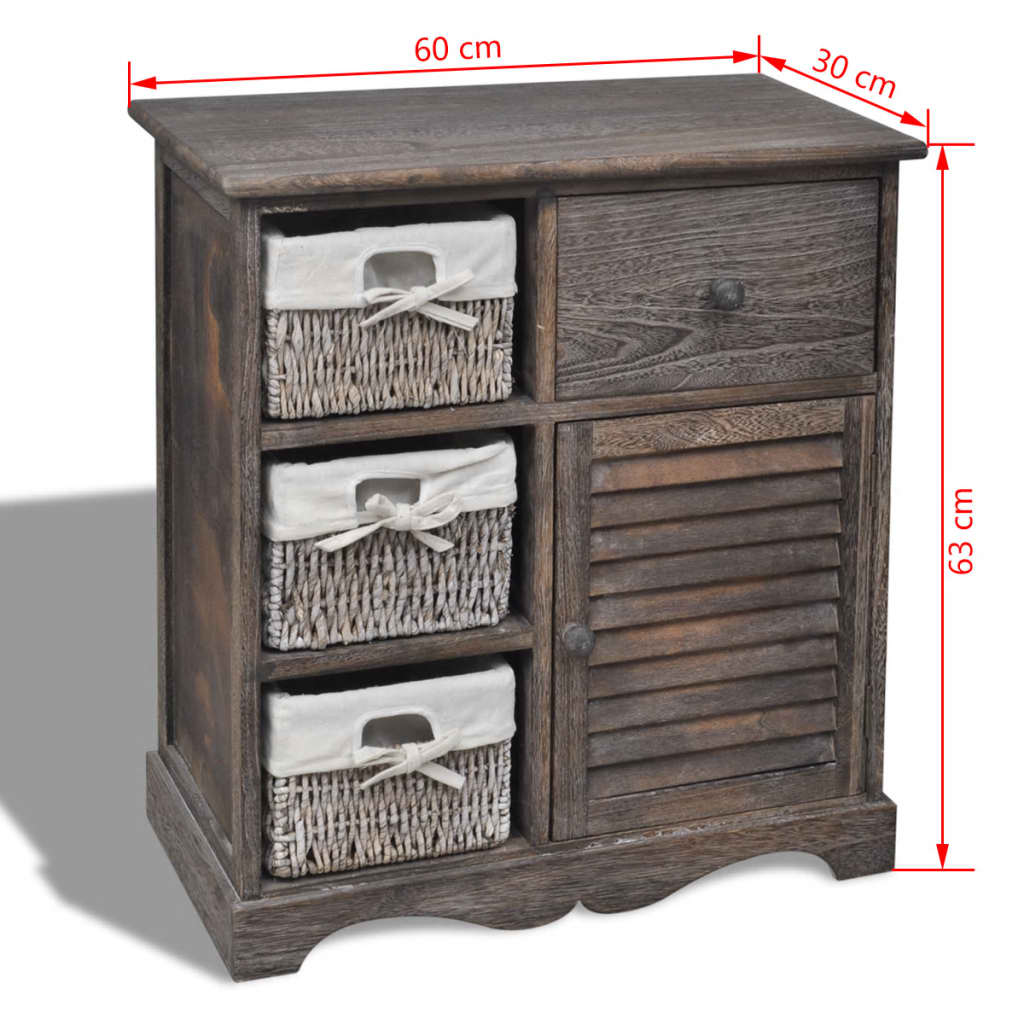 vidaXL Cabinet | Brown | Paulownia wood, Cotton, Polyester | Small