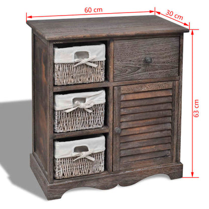 vidaXL Cabinet | Brown | Paulownia wood, Cotton, Polyester | Small