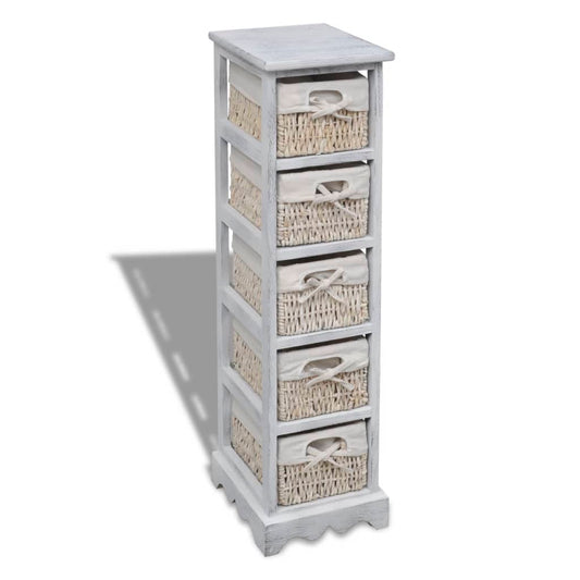 vidaXL Storage Rack | White | Paulownia wood, Cotton, Polyester | Tall