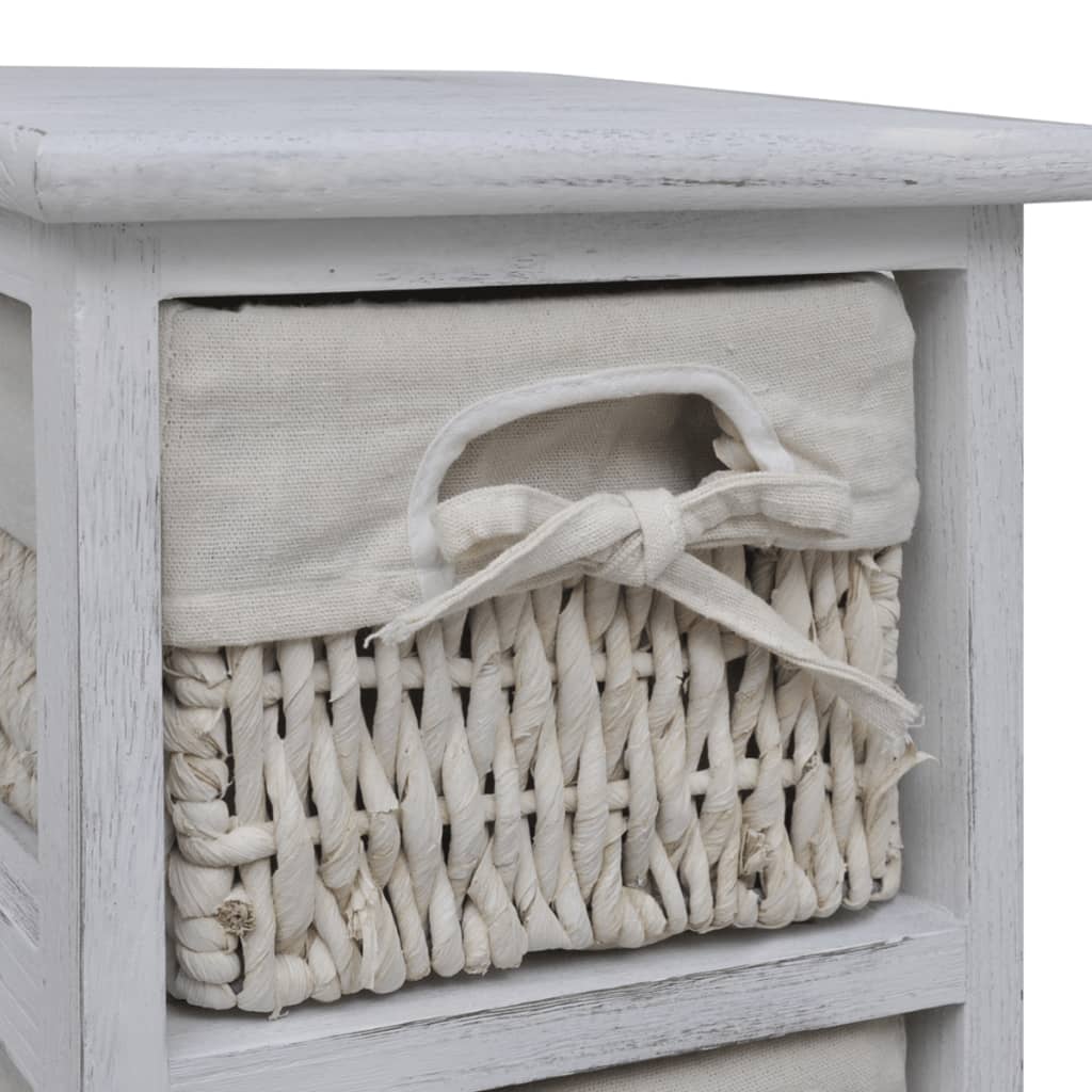 vidaXL Wooden Storage Rack 5 Weaving Baskets White