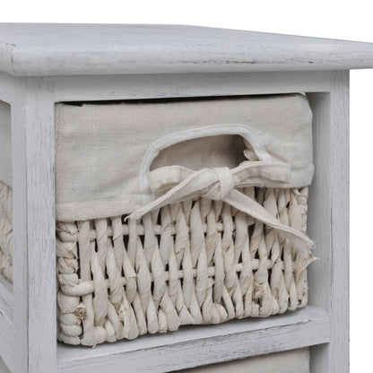 vidaXL Wooden Storage Rack 5 Weaving Baskets White