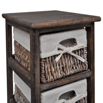 vidaXL Wooden Storage Rack 4 Weaving Baskets Brown