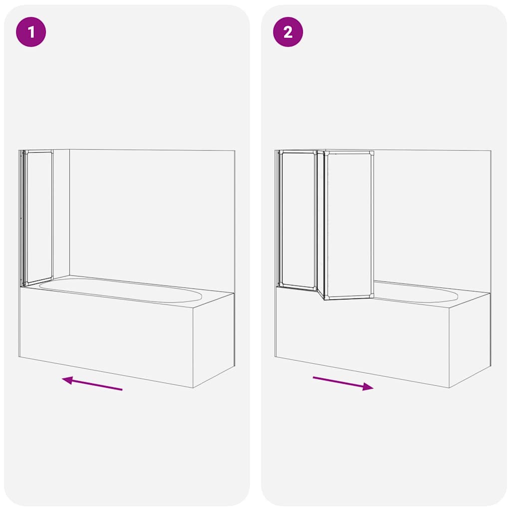 Shower Bath Screen Wall 117 x 120 cm 3 Panels Foldable