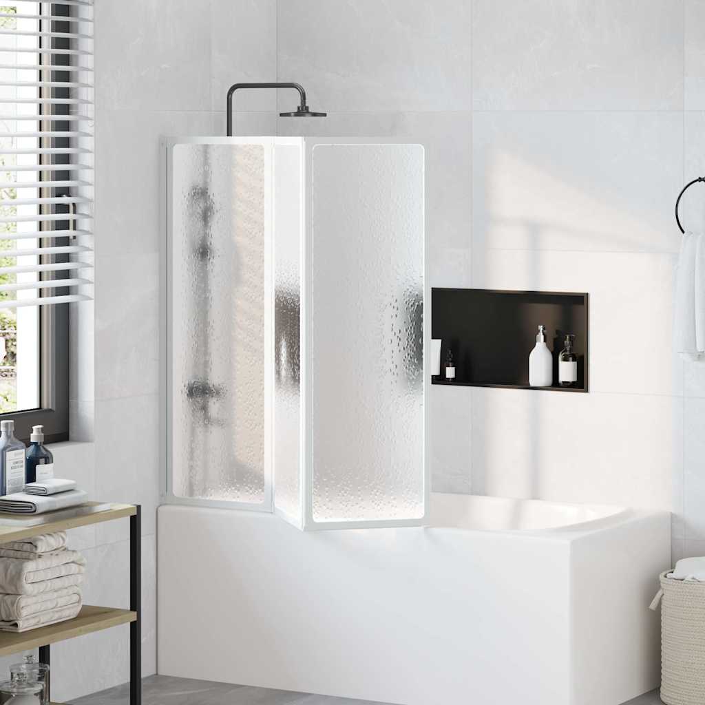 Shower Bath Screen Wall 117 x 120 cm 3 Panels Foldable