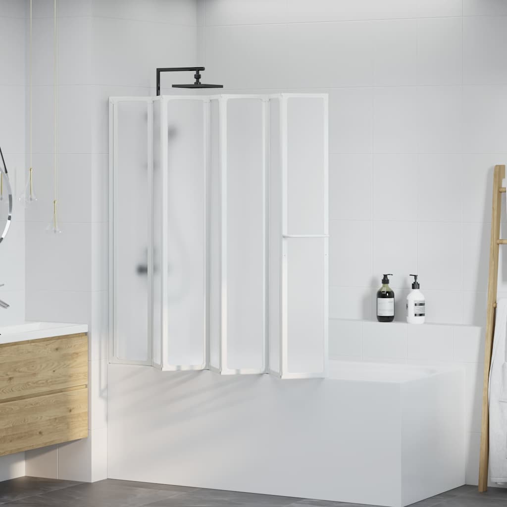 140786 Shower Bath Screen Wall 140 x 168 cm 7 Panels Foldable with Towel Rack