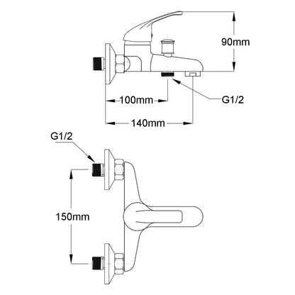 vidaXL Bath Shower Mixer Tap Kit Chrome