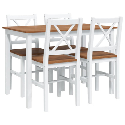 240884 vidaXL 5 Piece Dining Set Brown and White