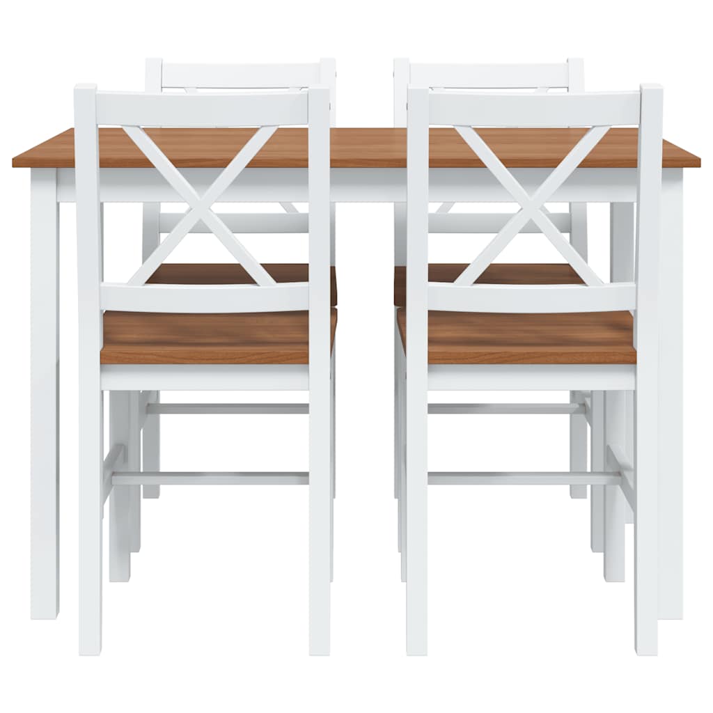vidaXL 5 Piece Dining Set Brown and White