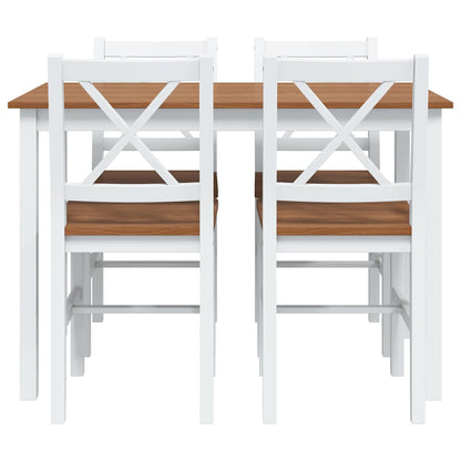 vidaXL 5 Piece Dining Set Brown and White