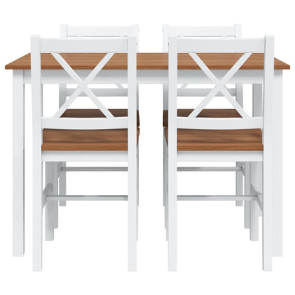 240884 vidaXL 5 Piece Dining Set Brown and White