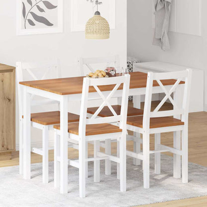 vidaXL 5 Piece Dining Set Brown and White