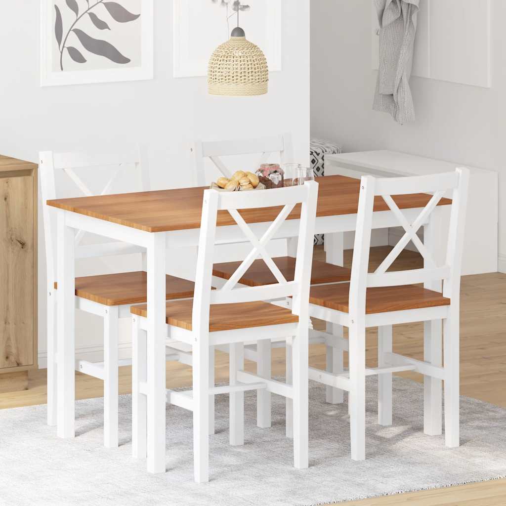 240884 vidaXL 5 Piece Dining Set Brown and White