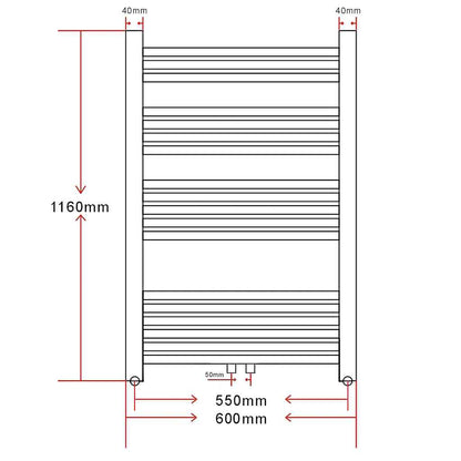 Bathroom Radiator Central Heating Towel Rail Curve 600 x 1160 mm