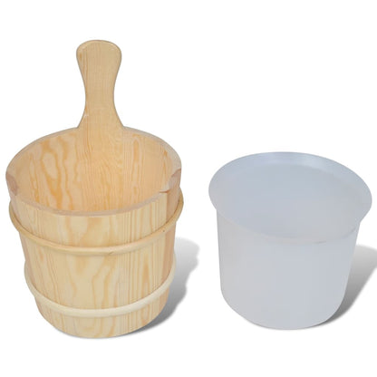 vidaXL 5 Piece Sauna Accessory Bucket Spoon Hourglass Thermo-hygrometer