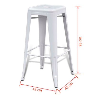 vidaXL Bar Stools 2 pcs White Steel
