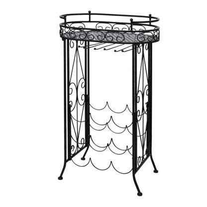 240940 vidaXL Wine Rack with Glass Holder for 9 Bottles Metal