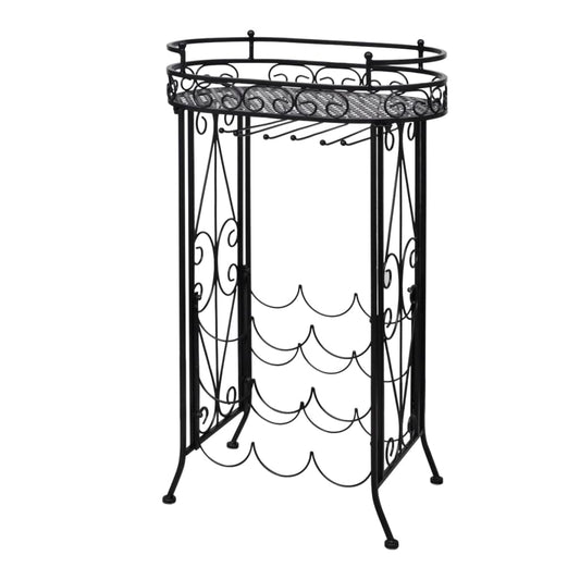 240940 vidaXL Wine Rack with Glass Holder for 9 Bottles Metal