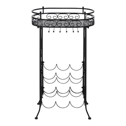 vidaXL Wine Rack with Glass Holder for 9 Bottles Metal