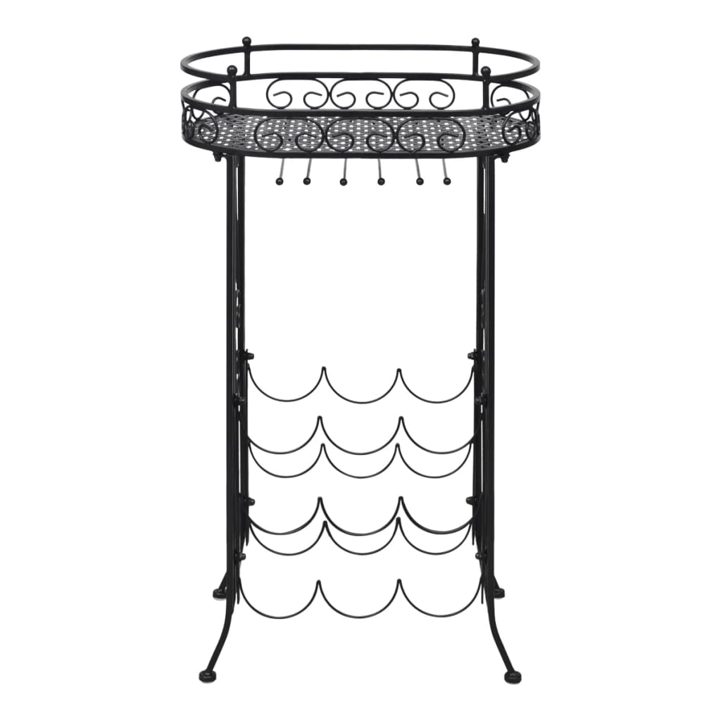 240940 vidaXL Wine Rack with Glass Holder for 9 Bottles Metal