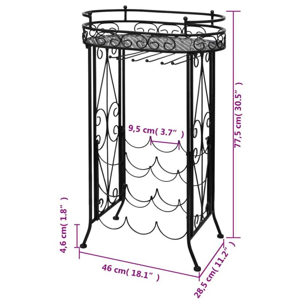 240940 vidaXL Wine Rack with Glass Holder for 9 Bottles Metal