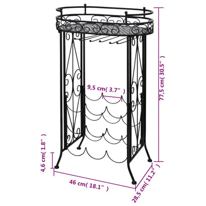 240940 vidaXL Wine Rack with Glass Holder for 9 Bottles Metal