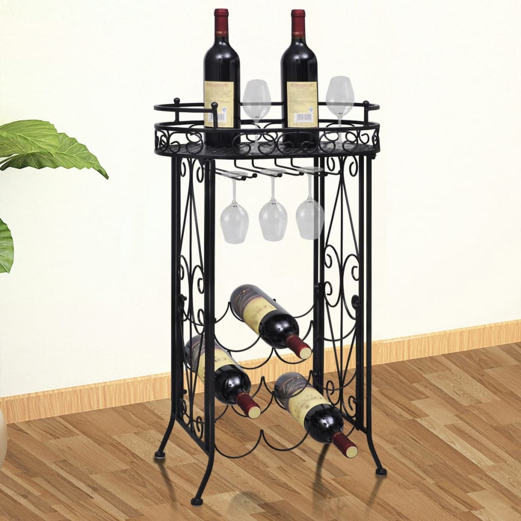 240940 vidaXL Wine Rack with Glass Holder for 9 Bottles Metal