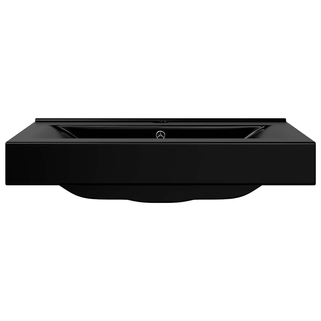 Rectangular Ceramic Basin Black with Faucet Hole 60x46 cm