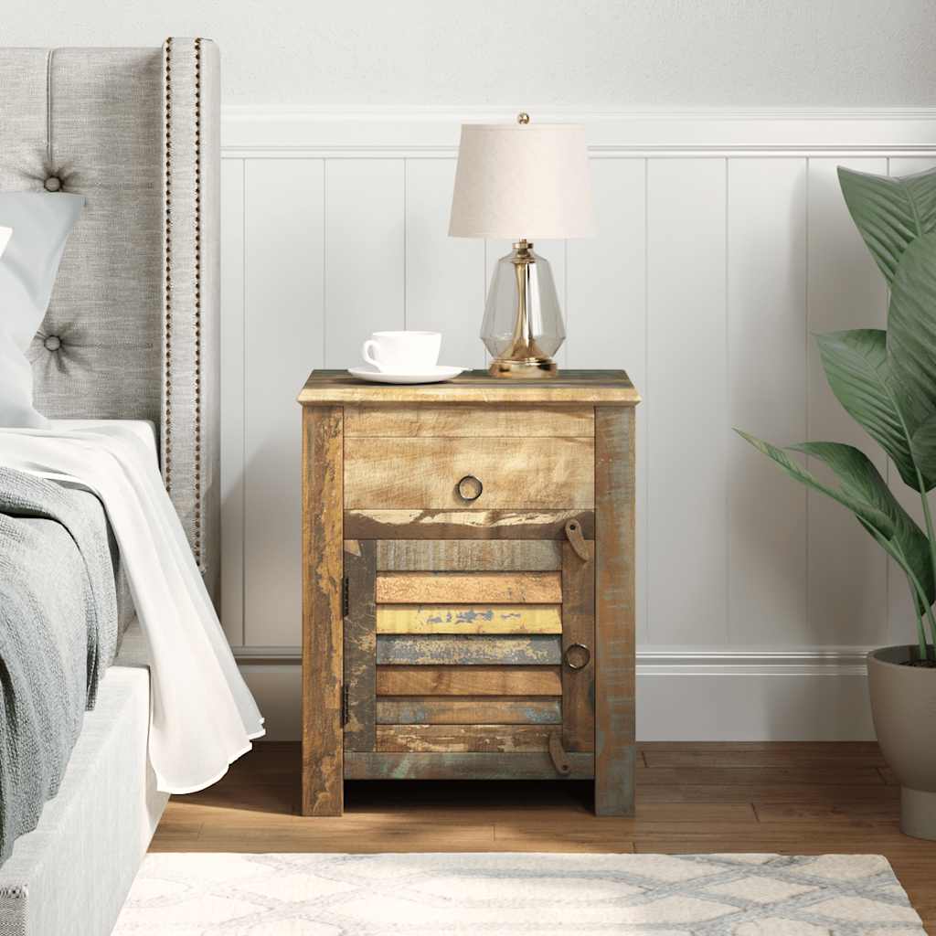 240950 vidaXL End Table with 1 Drawer 1 Door Reclaimed Wood