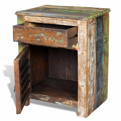 240950 vidaXL End Table with 1 Drawer 1 Door Reclaimed Wood