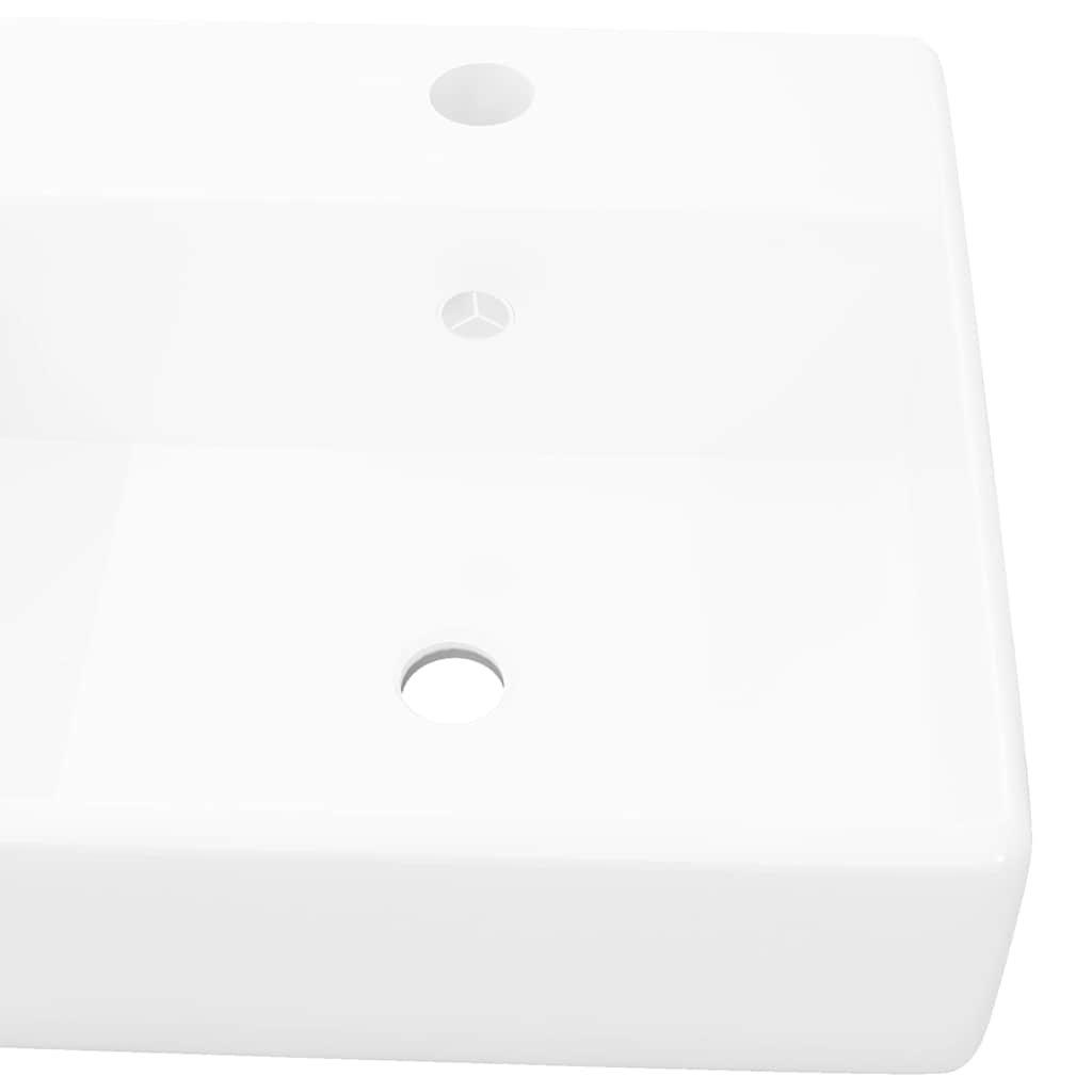 140684 Luxury Ceramic Basin Square with Overflow and Faucet Hole 41 x 41 cm
